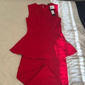Fashion Nova Red Peplum Top and Pants Set